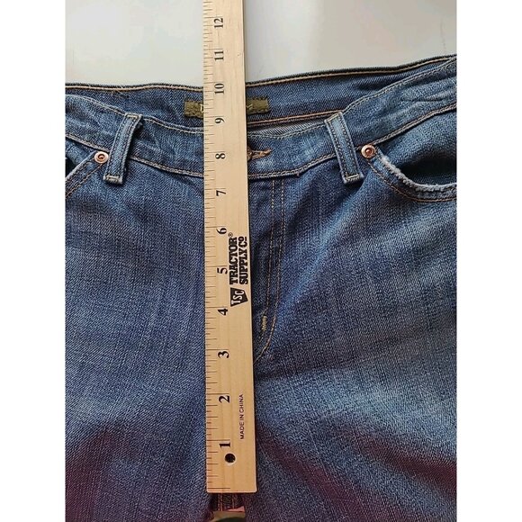 David Kahn Jeans Womens M/L Wide Leg Crops Capris Blue Distressed Med Wash - Picture 12 of 16